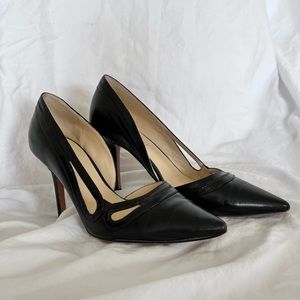 Nine West Black Jitterbug Black Leather Cutout Pumps - 6.5